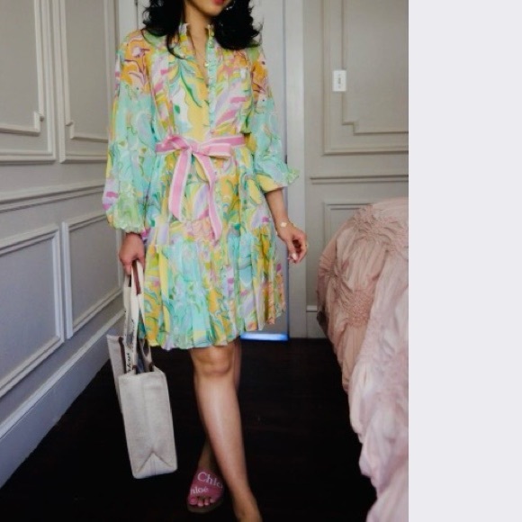 ANTONIO MELANI Dresses & Skirts - ANTONIO MELANI Brynn Pastel Paisley Print Ribbon Belted Dress